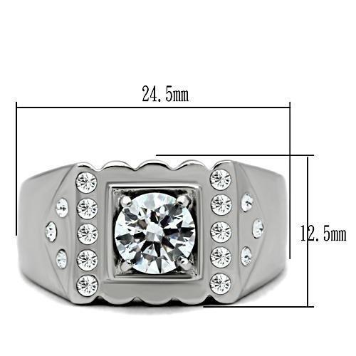 TK315 - High polished (no plating) Stainless Steel Ring with AAA Grade CZ  in Clear LuxuryLifeWay Online Store