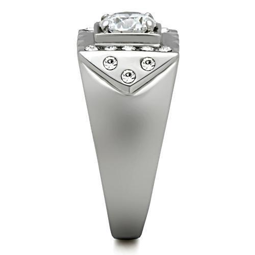 TK315 - High polished (no plating) Stainless Steel Ring with AAA Grade CZ  in Clear LuxuryLifeWay Online Store