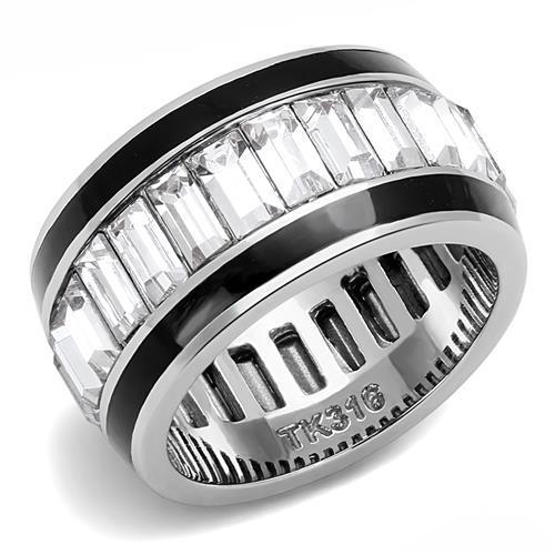 TK3173 - High polished (no plating) Stainless Steel Ring with Top Grade Crystal  in Clear LuxuryLifeWay Online Store