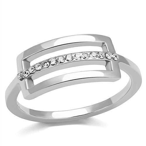 TK3177 - High polished (no plating) Stainless Steel Ring with AAA Grade CZ  in Clear LuxuryLifeWay Online Store
