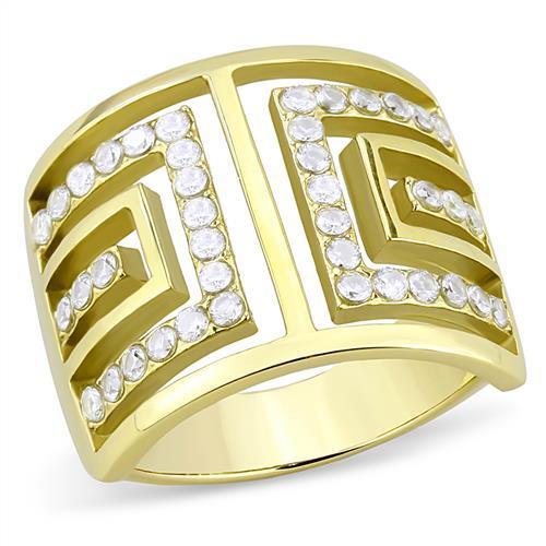 TK3238 - IP Gold(Ion Plating) Stainless Steel Ring with AAA Grade CZ  in Clear LuxuryLifeWay Online Store