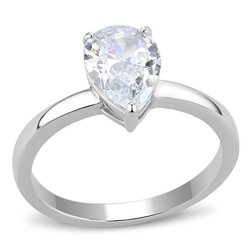 TK3251 - High polished (no plating) Stainless Steel Ring with AAA Grade CZ  in Clear LuxuryLifeWay Online Store