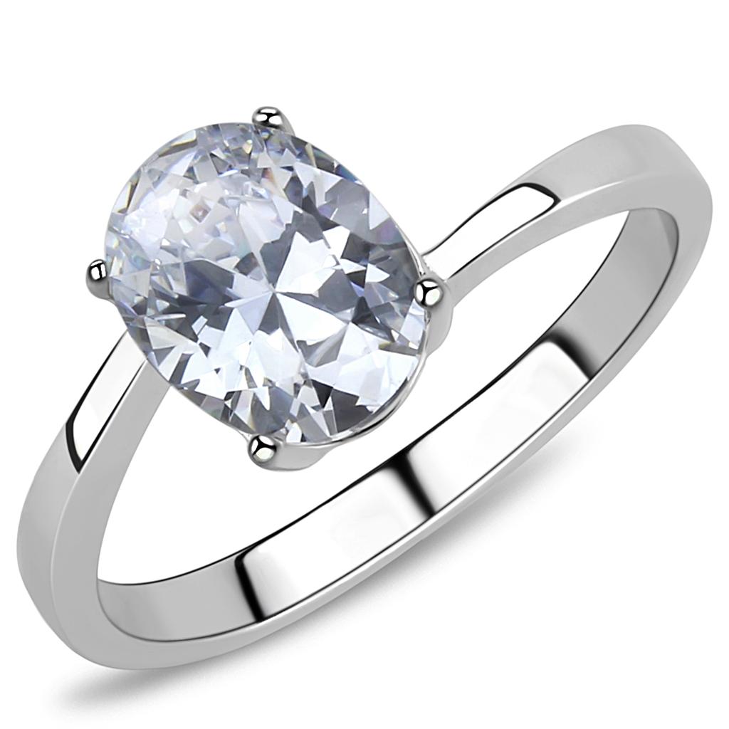 TK3433 - High polished (no plating) Stainless Steel Ring with AAA Grade CZ  in Clear LuxuryLifeWay Online Store