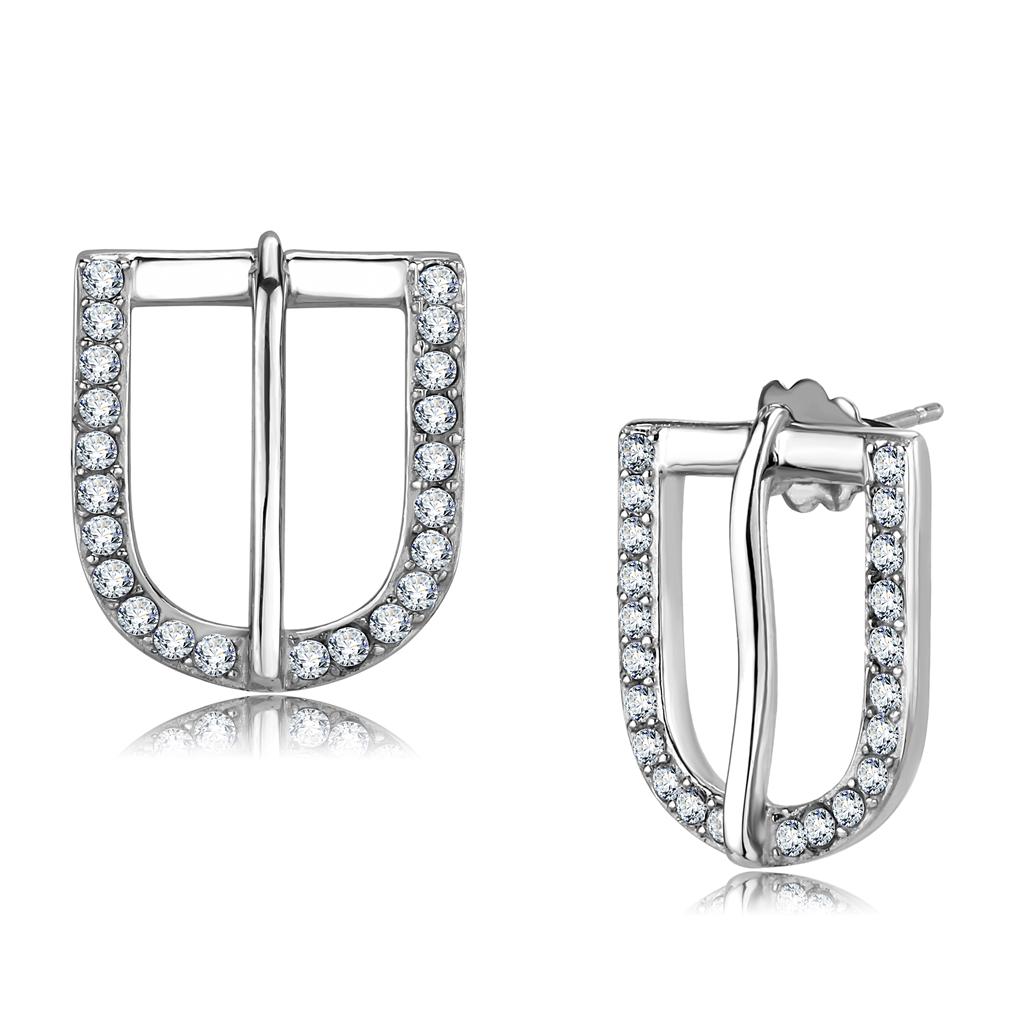 TK3489 - High polished (no plating) Stainless Steel Earrings with Top Grade Crystal  in Clear LuxuryLifeWay Online Store