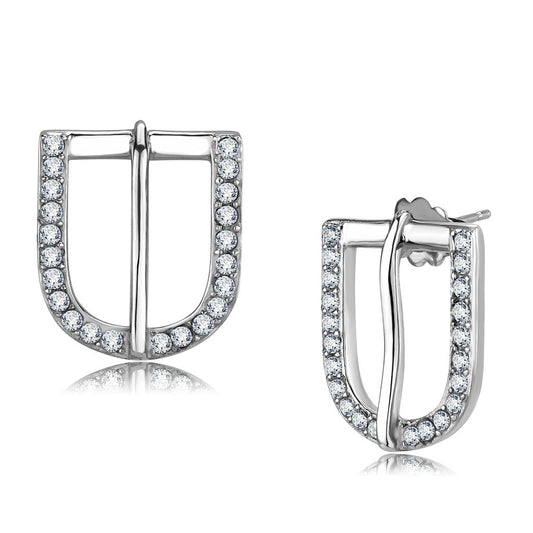 TK3489 - High polished (no plating) Stainless Steel Earrings with Top Grade Crystal  in Clear LuxuryLifeWay Online Store