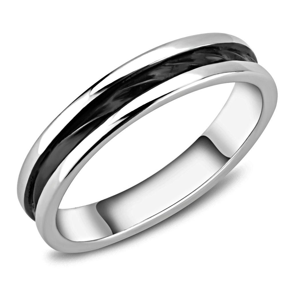 TK3502 - Two-Tone IP Black (Ion Plating) Stainless Steel Ring with No Stone LuxuryLifeWay Online Store