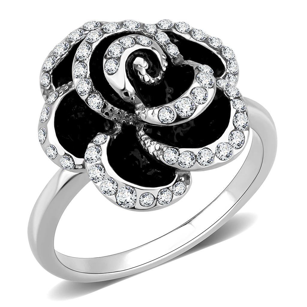 TK3577 - No Plating Stainless Steel Ring with Top Grade Crystal  in Clear LuxuryLifeWay Online Store