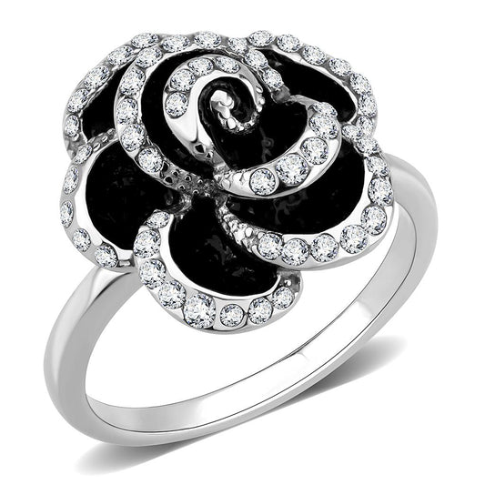 TK3577 - No Plating Stainless Steel Ring with Top Grade Crystal  in Clear LuxuryLifeWay Online Store