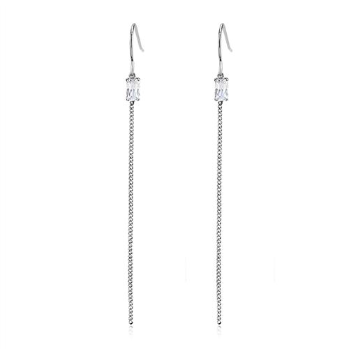 TK3599 - High polished (no plating) Stainless Steel Earrings with AAA Grade CZ  in Clear LuxuryLifeWay Online Store