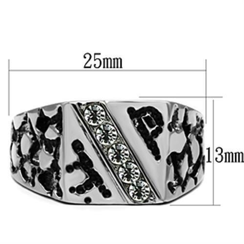 TK367 - High polished (no plating) Stainless Steel Ring with Top Grade Crystal  in Clear LuxuryLifeWay Online Store
