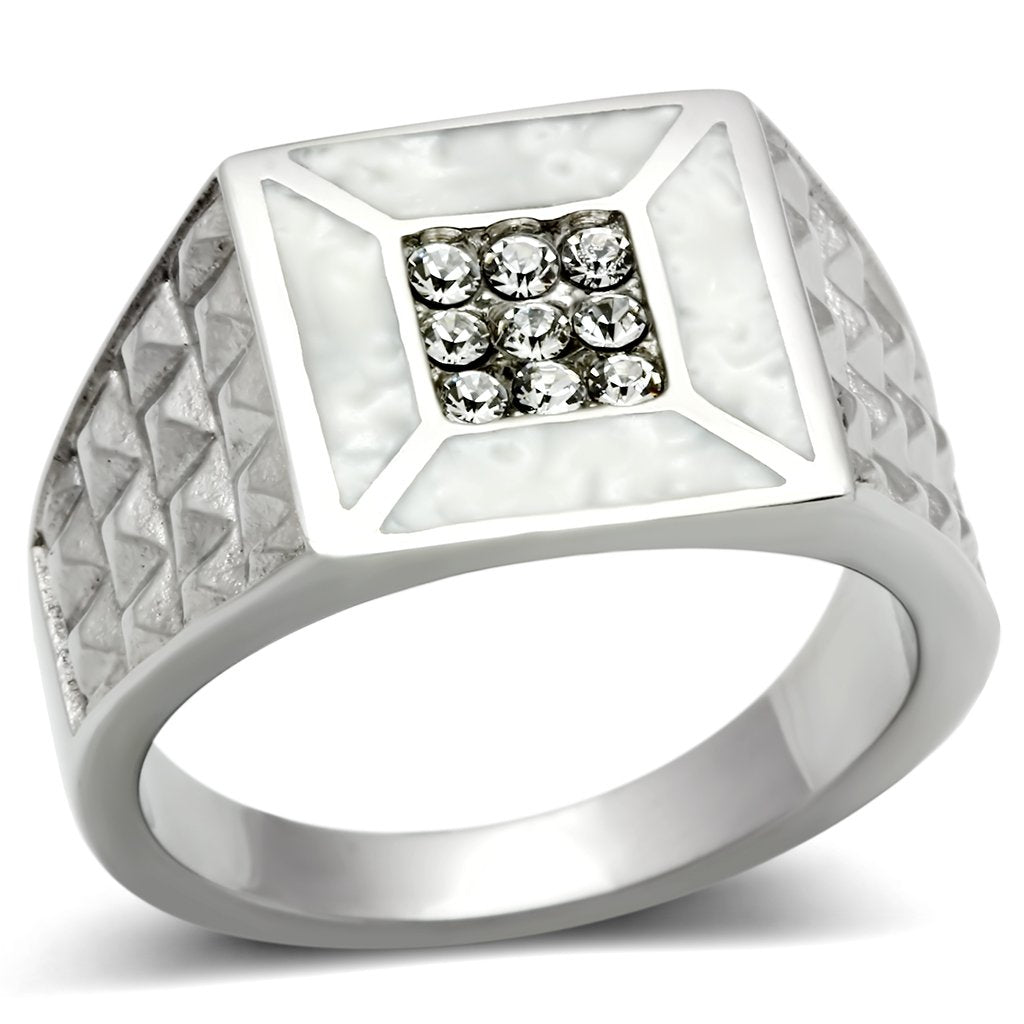 TK385 - High polished (no plating) Stainless Steel Ring with Top Grade Crystal  in Clear LuxuryLifeWay Online Store