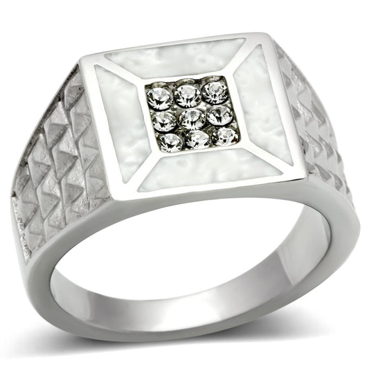 TK385 - High polished (no plating) Stainless Steel Ring with Top Grade Crystal  in Clear LuxuryLifeWay Online Store