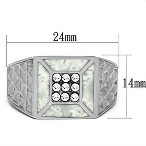 TK385 - High polished (no plating) Stainless Steel Ring with Top Grade Crystal  in Clear LuxuryLifeWay Online Store