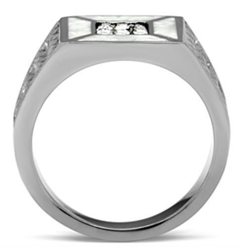 TK385 - High polished (no plating) Stainless Steel Ring with Top Grade Crystal  in Clear LuxuryLifeWay Online Store