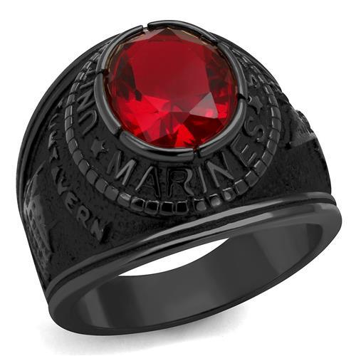 TK414703J - IP Black(Ion Plating) Stainless Steel Ring with Synthetic Synthetic Glass in Siam LuxuryLifeWay Online Store