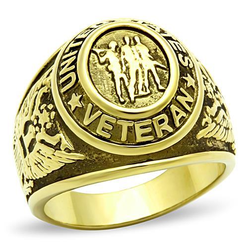 TK414704G - IP Gold(Ion Plating) Stainless Steel Ring with Epoxy  in Jet LuxuryLifeWay Online Store