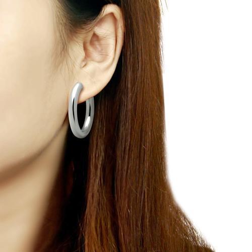 TK424 - High polished (no plating) Stainless Steel Earrings with No Stone LuxuryLifeWay Online Store
