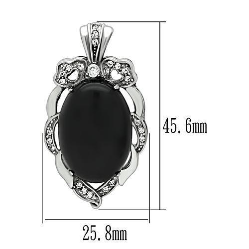 TK459 - High polished (no plating) Stainless Steel Chain Pendant with Semi-Precious Onyx in Jet LuxuryLifeWay Online Store