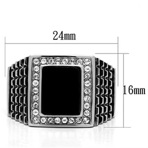 TK592 - High polished (no plating) Stainless Steel Ring with Synthetic Synthetic Stone in Jet LuxuryLifeWay Online Store
