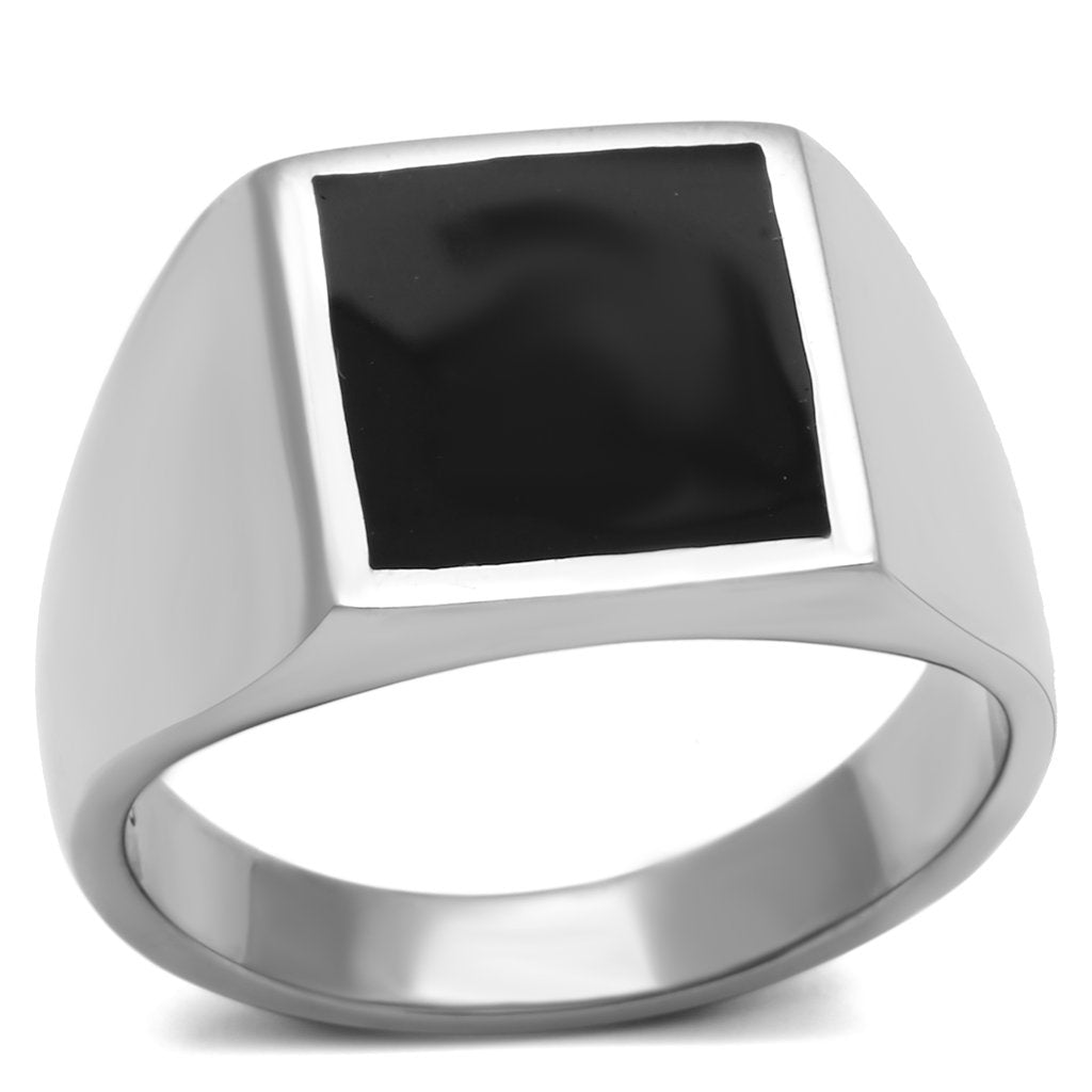 TK594 - High polished (no plating) Stainless Steel Ring with Epoxy  in Jet LuxuryLifeWay Online Store