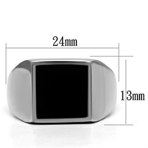 TK594 - High polished (no plating) Stainless Steel Ring with Epoxy  in Jet LuxuryLifeWay Online Store
