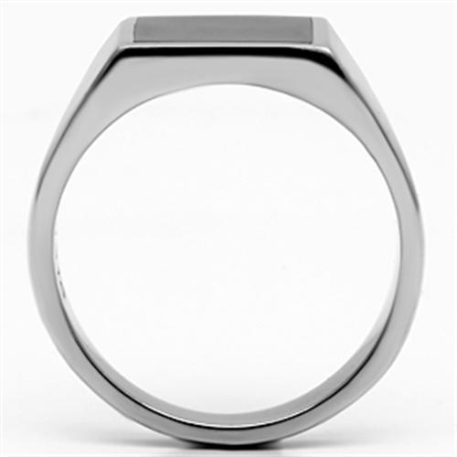 TK594 - High polished (no plating) Stainless Steel Ring with Epoxy  in Jet LuxuryLifeWay Online Store