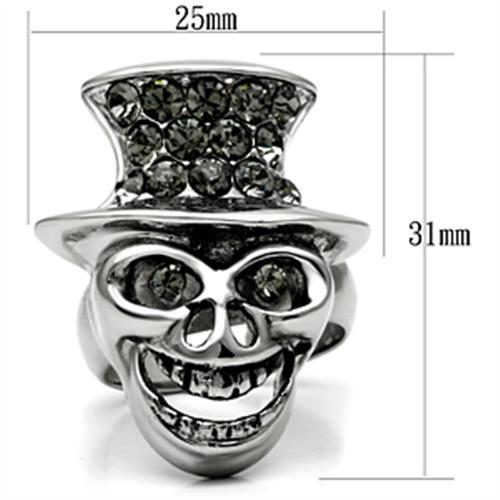 TK605 - High polished (no plating) Stainless Steel Ring with Top Grade Crystal  in Black Diamond LuxuryLifeWay Online Store