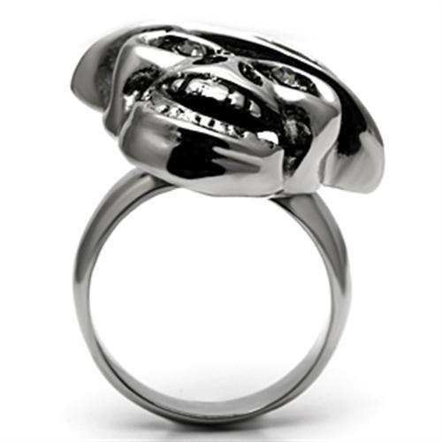 TK605 - High polished (no plating) Stainless Steel Ring with Top Grade Crystal  in Black Diamond LuxuryLifeWay Online Store