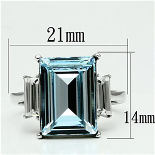 TK650 - High polished (no plating) Stainless Steel Ring with Top Grade Crystal  in Sea Blue LuxuryLifeWay Online Store