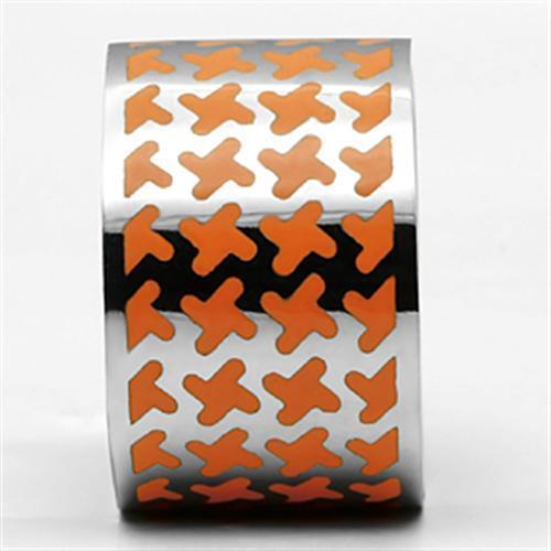 TK679 - High polished (no plating) Stainless Steel Ring with Epoxy  in Orange LuxuryLifeWay Online Store