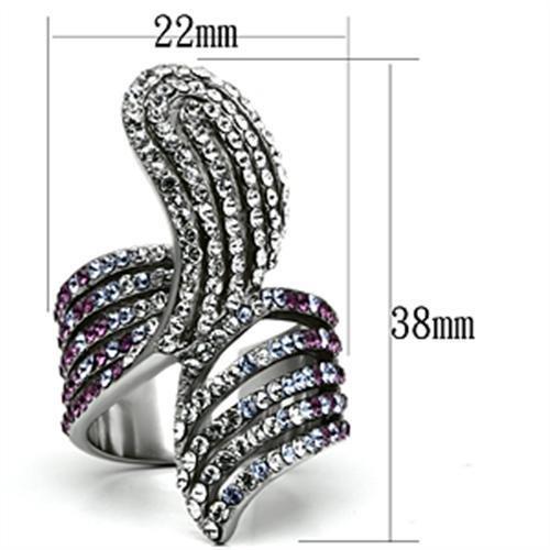 TK691 - High polished (no plating) Stainless Steel Ring with Top Grade Crystal  in Multi Color LuxuryLifeWay Online Store