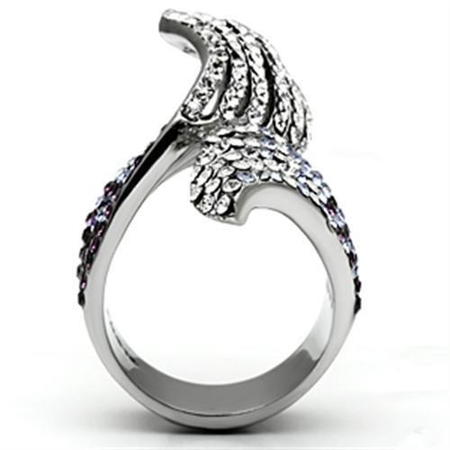 TK691 - High polished (no plating) Stainless Steel Ring with Top Grade Crystal  in Multi Color LuxuryLifeWay Online Store