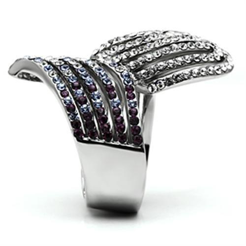 TK691 - High polished (no plating) Stainless Steel Ring with Top Grade Crystal  in Multi Color LuxuryLifeWay Online Store