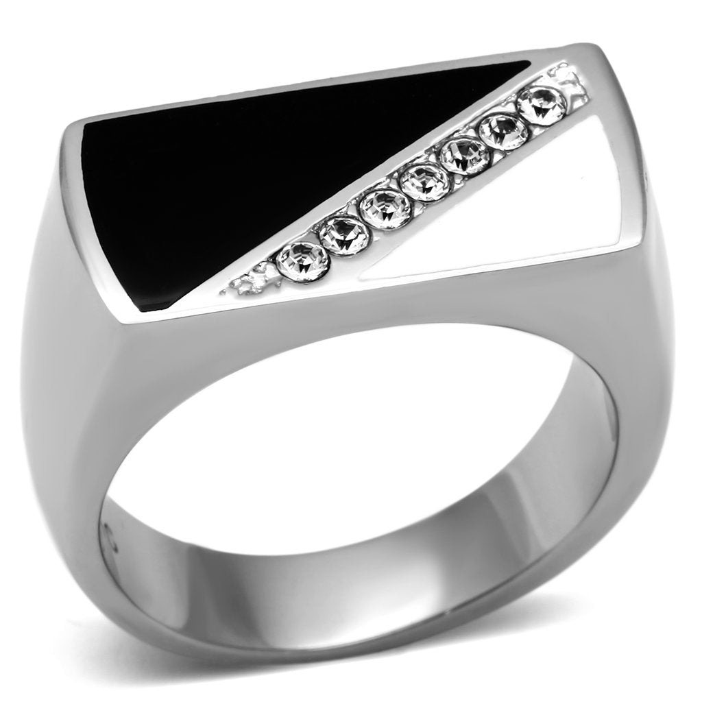 TK704 - High polished (no plating) Stainless Steel Ring with Top Grade Crystal  in Clear LuxuryLifeWay Online Store