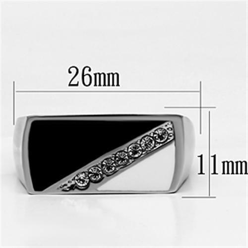 TK704 - High polished (no plating) Stainless Steel Ring with Top Grade Crystal  in Clear LuxuryLifeWay Online Store