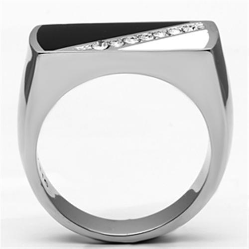 TK704 - High polished (no plating) Stainless Steel Ring with Top Grade Crystal  in Clear LuxuryLifeWay Online Store