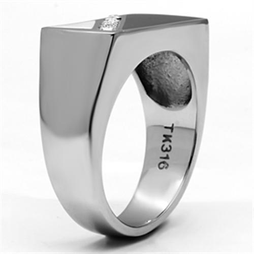 TK704 - High polished (no plating) Stainless Steel Ring with Top Grade Crystal  in Clear LuxuryLifeWay Online Store
