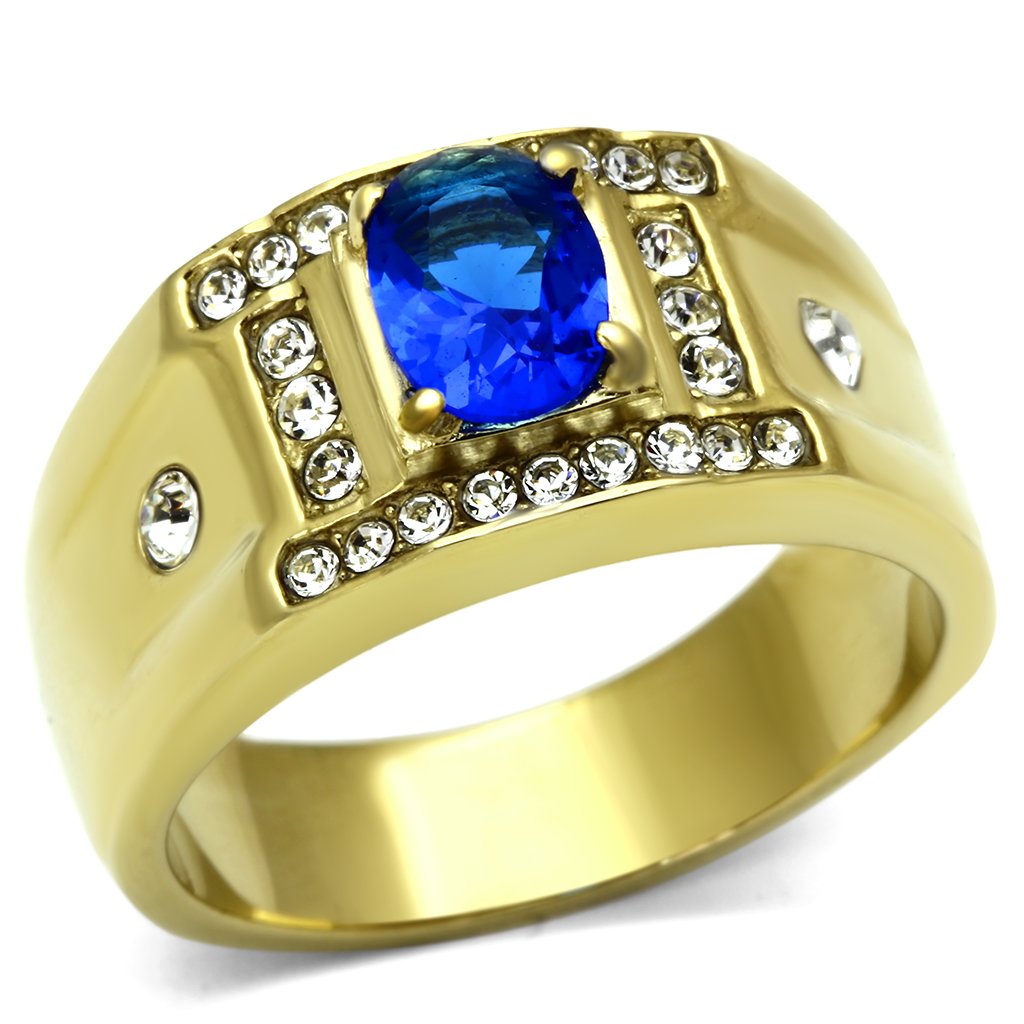 TK715 - IP Gold(Ion Plating) Stainless Steel Ring with Synthetic Synthetic Glass in Montana LuxuryLifeWay Online Store