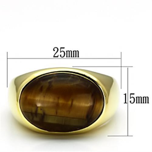 TK718 - IP Gold(Ion Plating) Stainless Steel Ring with Synthetic Tiger Eye in Topaz LuxuryLifeWay Online Store