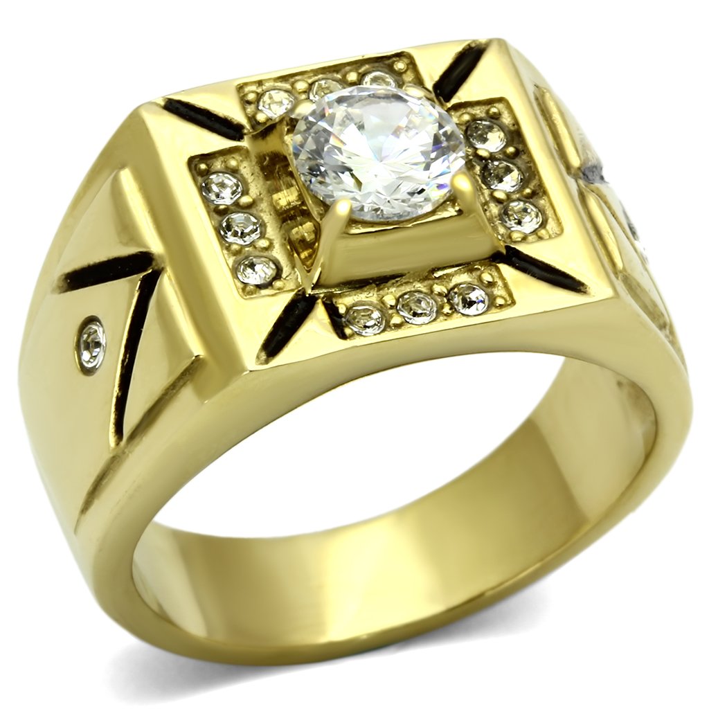 TK723 - IP Gold(Ion Plating) Stainless Steel Ring with AAA Grade CZ  in Clear LuxuryLifeWay Online Store