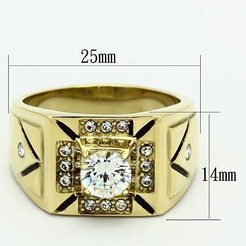 TK723 - IP Gold(Ion Plating) Stainless Steel Ring with AAA Grade CZ  in Clear LuxuryLifeWay Online Store