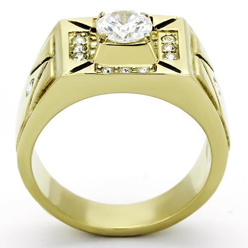 TK723 - IP Gold(Ion Plating) Stainless Steel Ring with AAA Grade CZ  in Clear LuxuryLifeWay Online Store