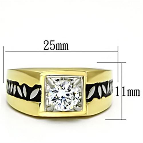 TK739 - Two-Tone IP Gold (Ion Plating) Stainless Steel Ring with AAA Grade CZ  in Clear LuxuryLifeWay Online Store