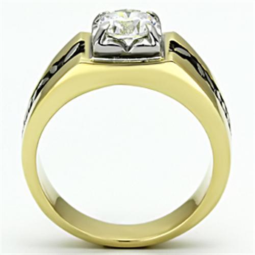 TK739 - Two-Tone IP Gold (Ion Plating) Stainless Steel Ring with AAA Grade CZ  in Clear LuxuryLifeWay Online Store