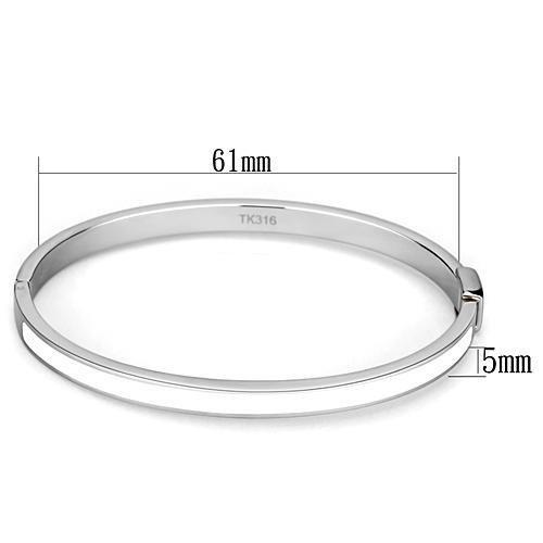 TK740 - High polished (no plating) Stainless Steel Bangle with Epoxy  in White LuxuryLifeWay Online Store