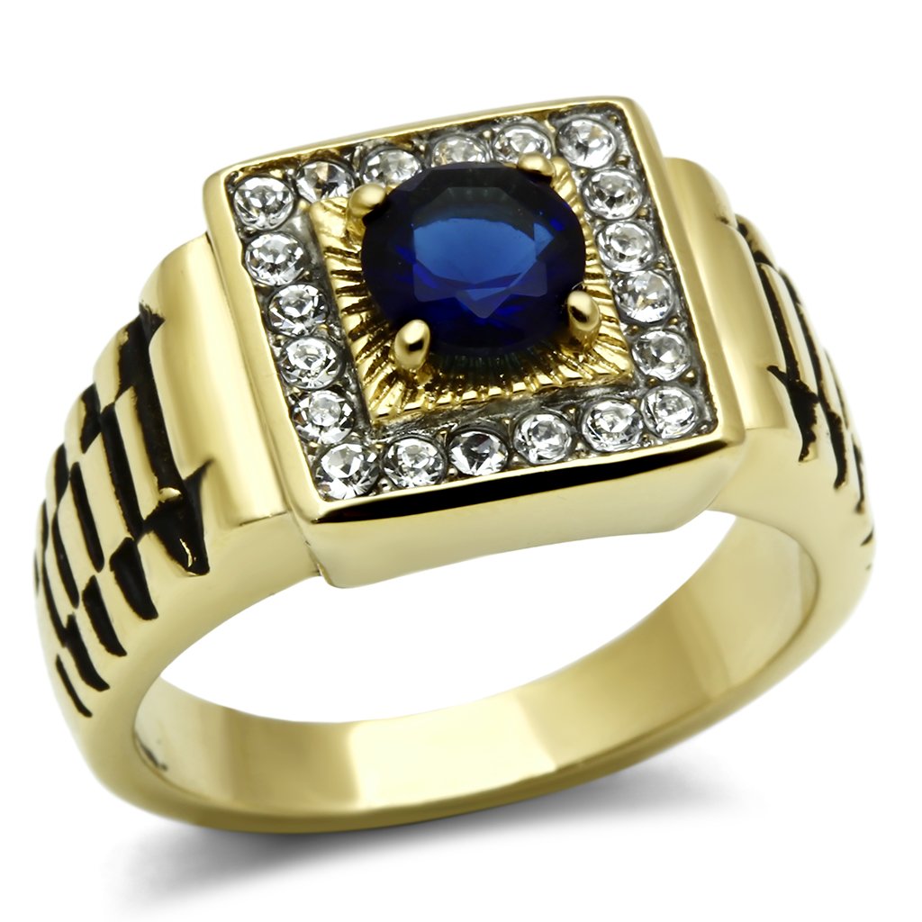 TK754 - Two-Tone IP Gold (Ion Plating) Stainless Steel Ring with Synthetic Synthetic Glass in Montana LuxuryLifeWay Online Store