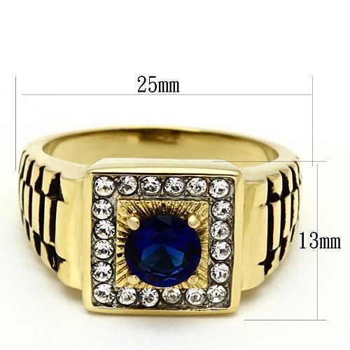 TK754 - Two-Tone IP Gold (Ion Plating) Stainless Steel Ring with Synthetic Synthetic Glass in Montana LuxuryLifeWay Online Store