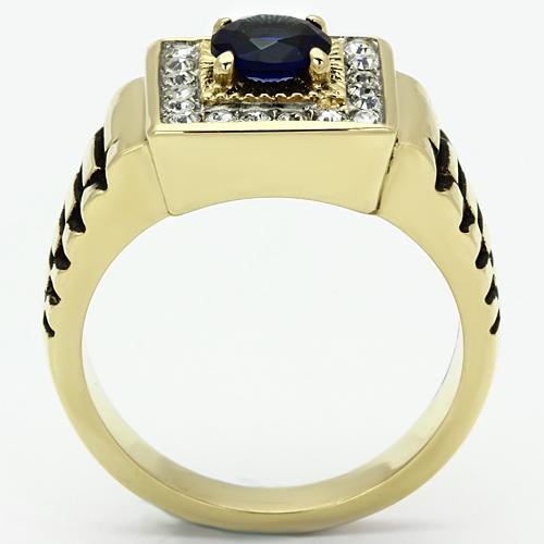 TK754 - Two-Tone IP Gold (Ion Plating) Stainless Steel Ring with Synthetic Synthetic Glass in Montana LuxuryLifeWay Online Store