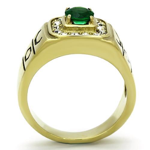 TK764 - IP Gold(Ion Plating) Stainless Steel Ring with Synthetic Synthetic Glass in Emerald LuxuryLifeWay Online Store