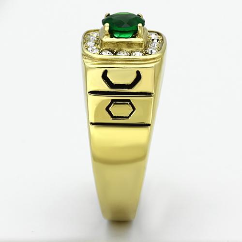 TK764 - IP Gold(Ion Plating) Stainless Steel Ring with Synthetic Synthetic Glass in Emerald LuxuryLifeWay Online Store